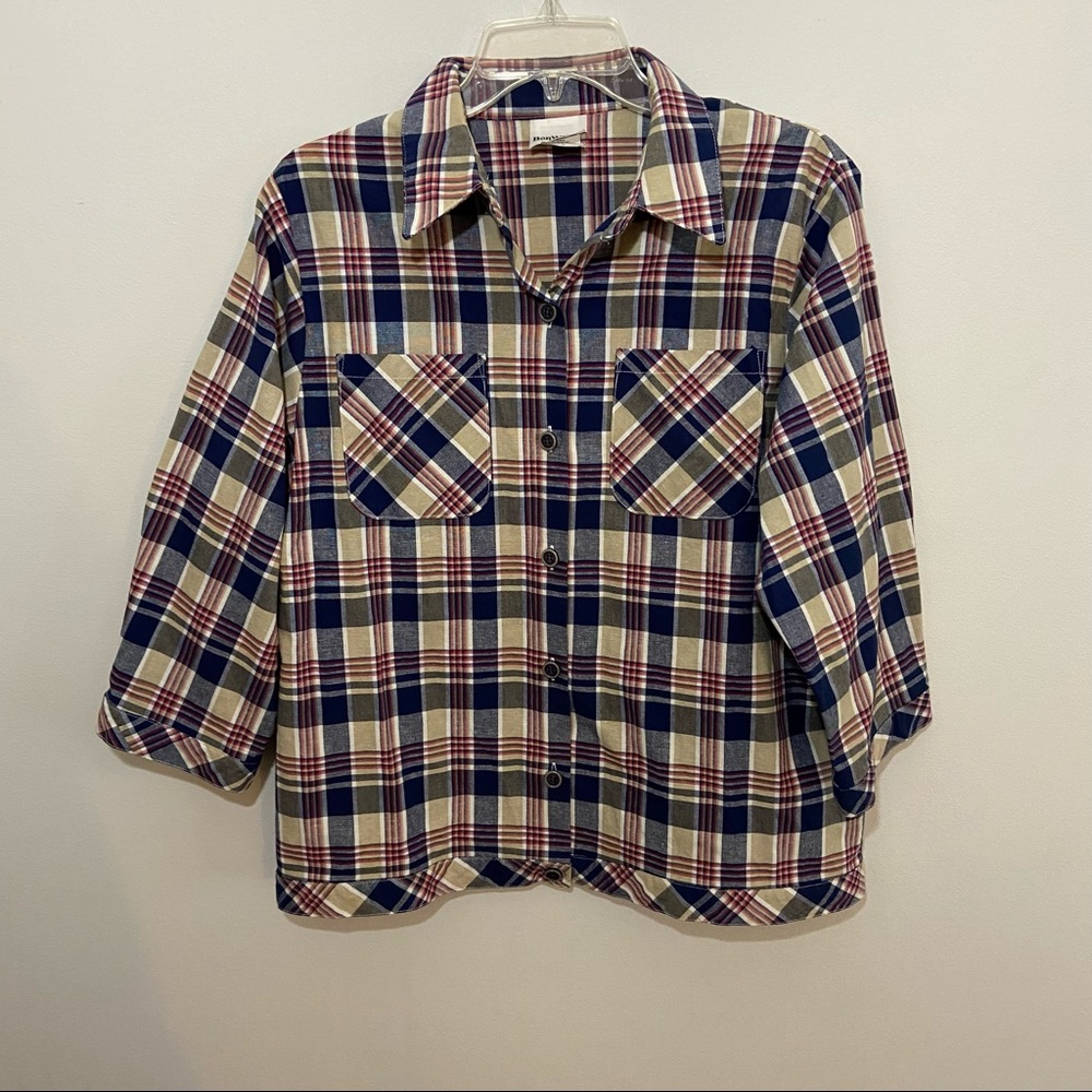 BonWorth plaid jacket 3/4 length sleeves Size M
